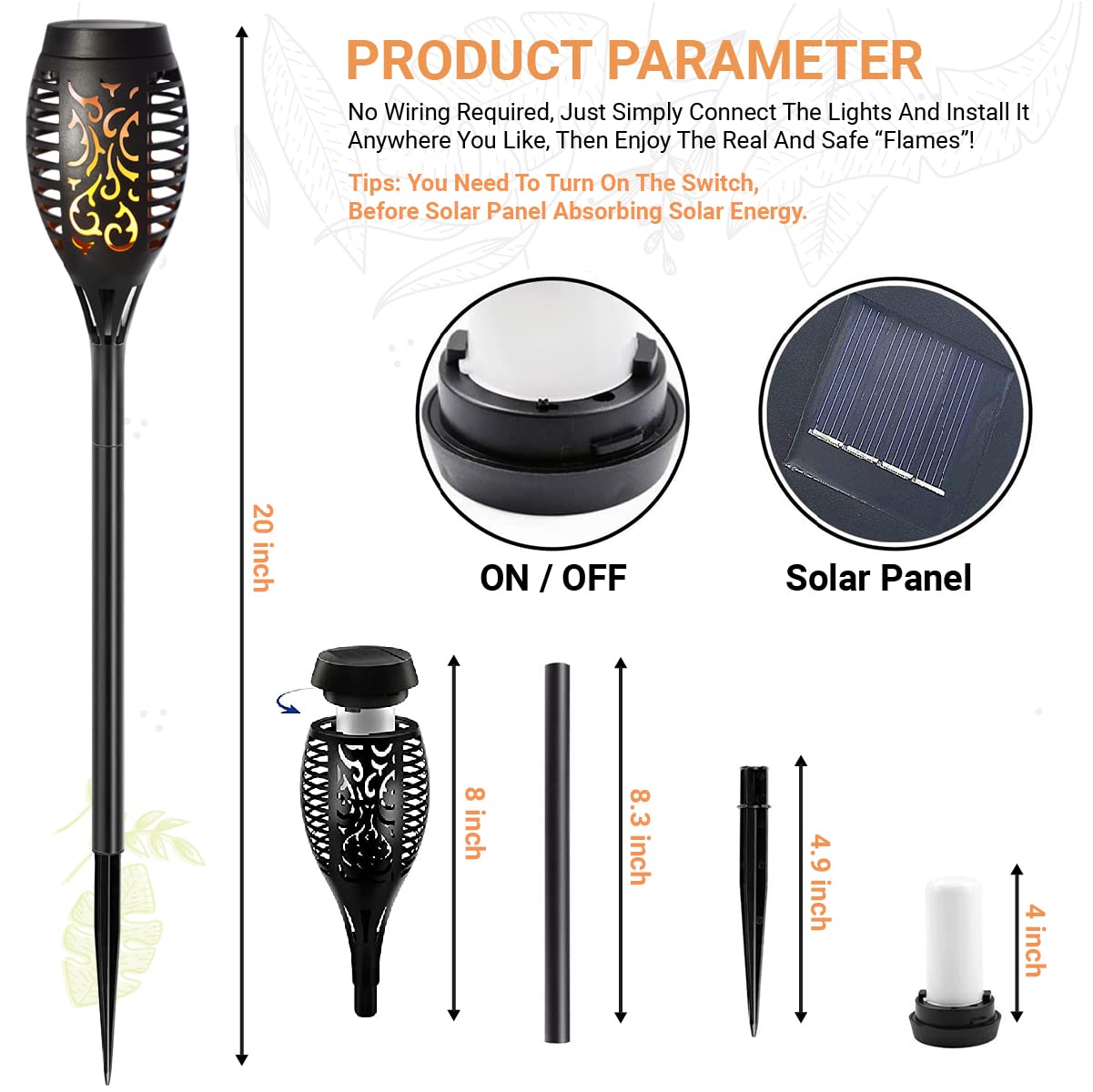 SOLAR CHARGABLE GARDEN DECORATION WATER PROOF LED LIGHT