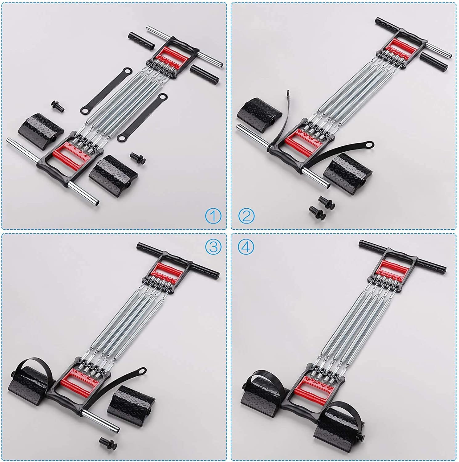 Chest Expander, 3 in 1 Adjustable Spring Chest Exerciser with 5 Springs