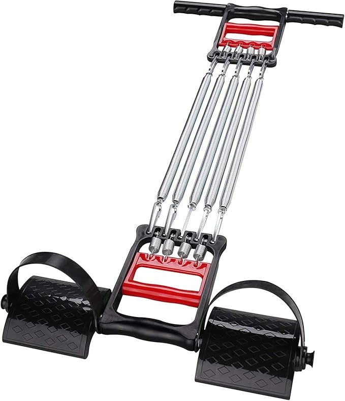 Chest Expander, 3 in 1 Adjustable Spring Chest Exerciser with 5 Springs