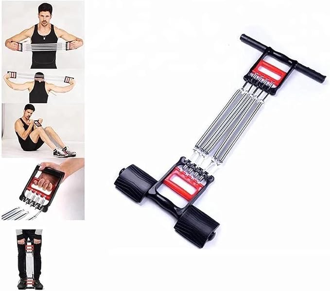 Chest Expander, 3 in 1 Adjustable Spring Chest Exerciser with 5 Springs